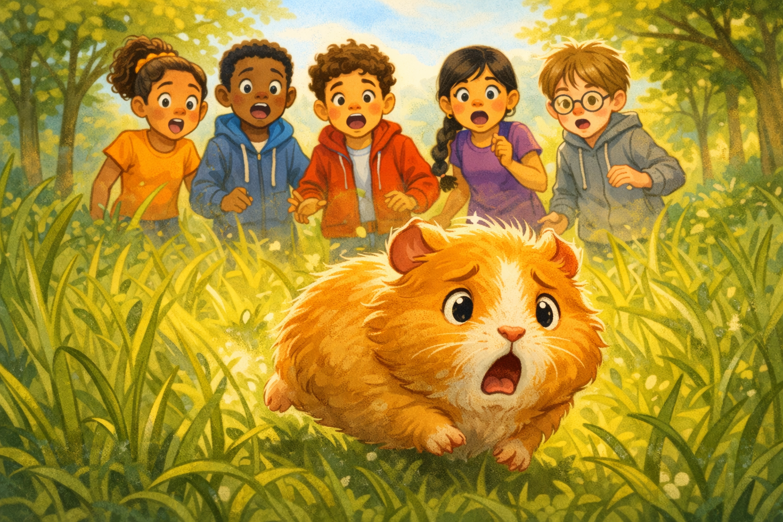 Peanut escaping through the grass